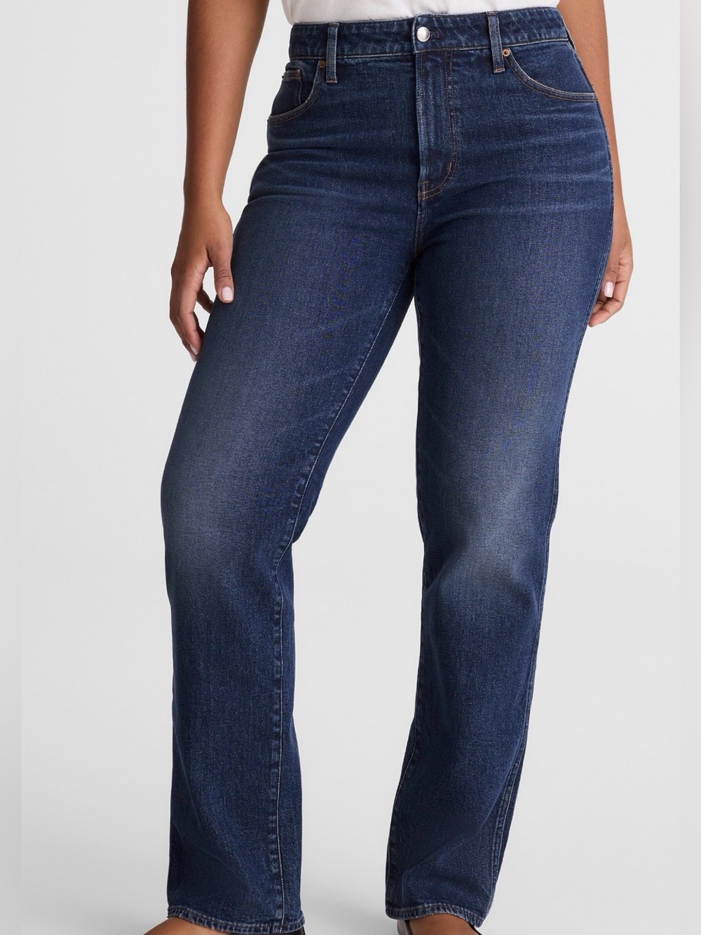 Madewell Straight Leg Jeans in Dark Blue Denim - Size 32 Curvy